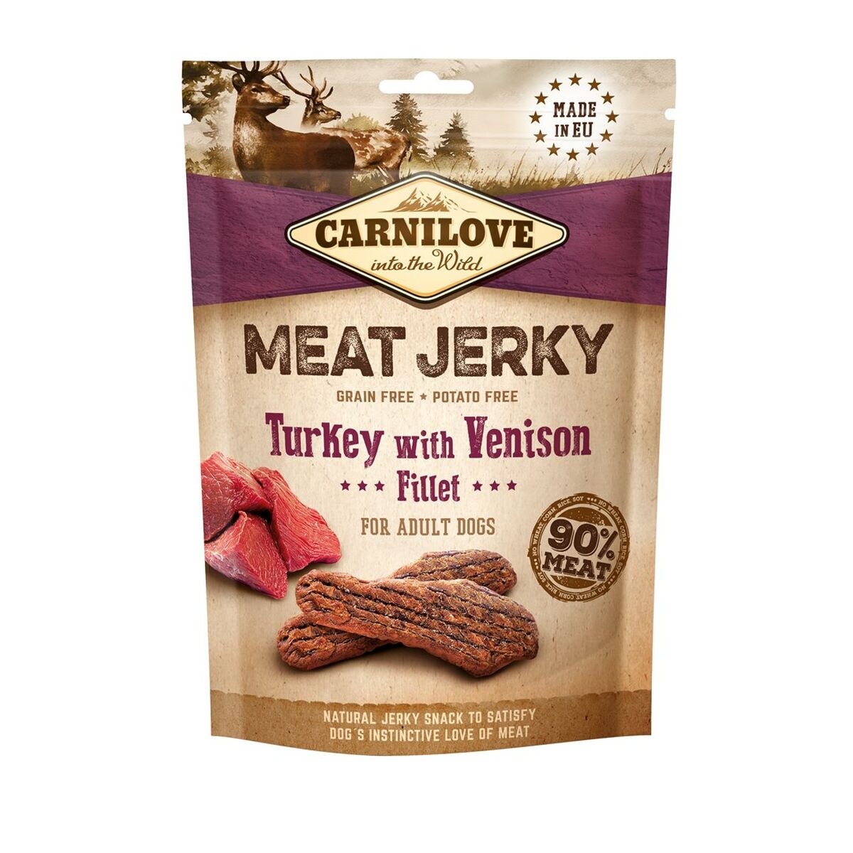 Fodder Carnilove Meat Jerky Turkey with Venison Adult Turkey 100 g-0