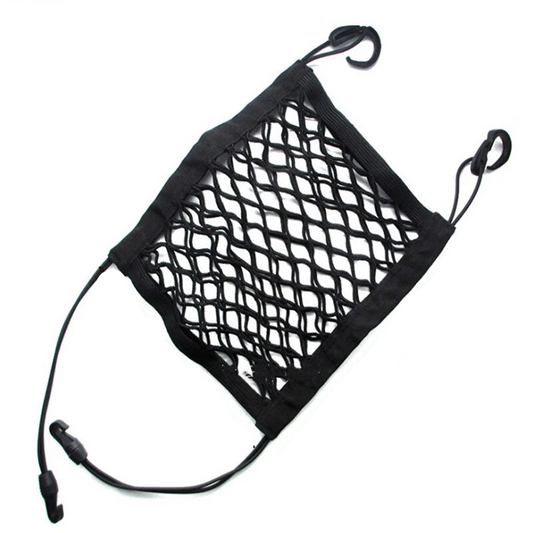 2Pcs Elastic Car Storage Net Bag Between Seat Organizer Barrier Black-0